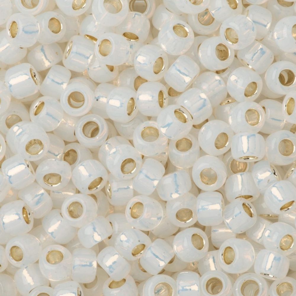 #8 Toho Seed Beads, Silver Lined Milky White, 3x3mm, 19 Grams/0.67oz, ISO