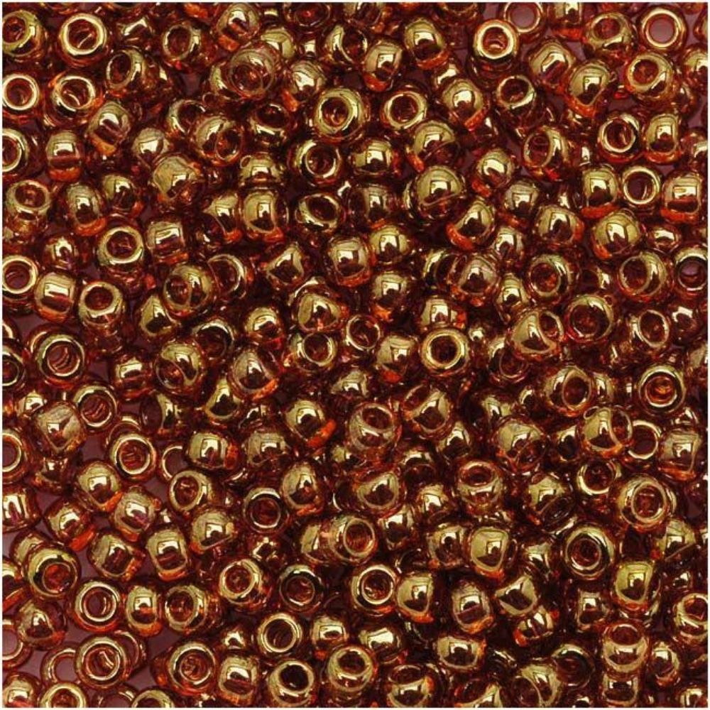 #8 Toho Seed Beads, Transparent Gold Luster Pink, 3x3mm, 19 Grams/0.67oz, ISO