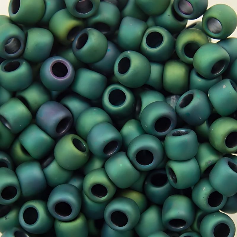#8 Toho Seed Beads, Matte Iris Teal Ab, 3x3mm, 10 Grams/0.38oz