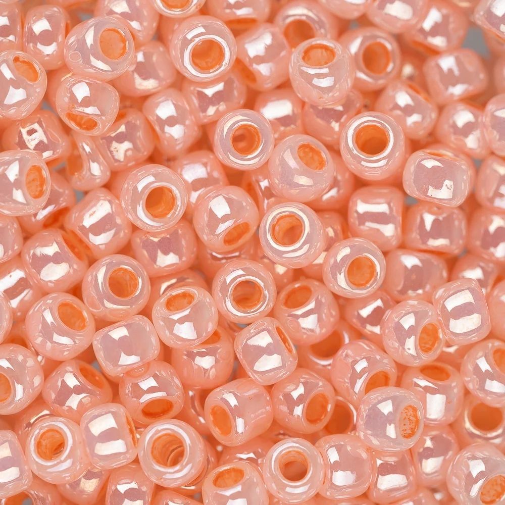 #8 Toho Seed Beads, Ceylon Peach Blush, 3x3mm, 10 Grams/0.38oz