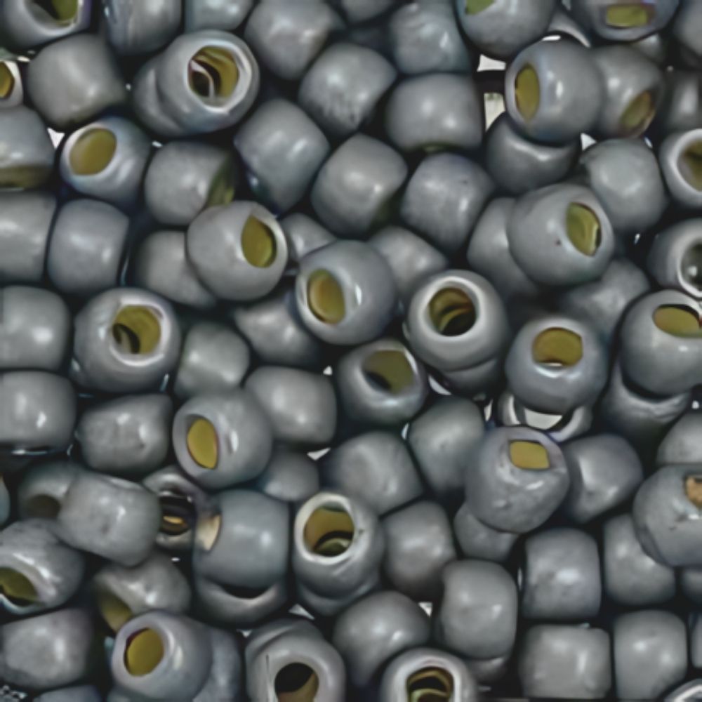 #8 Toho Seed Beads, Frosted Galvanized Blue Slate, Permanent Finish, 3x3mm, 10 Grams/0.38oz