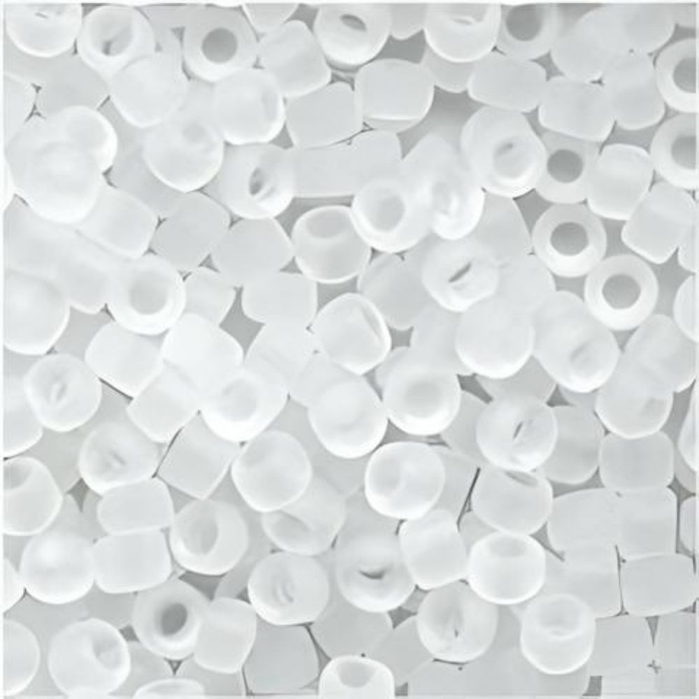 #8 Toho Seed Beads, Transparent Frosted Crystal, 3x3mm, 10 Grams/0.38oz