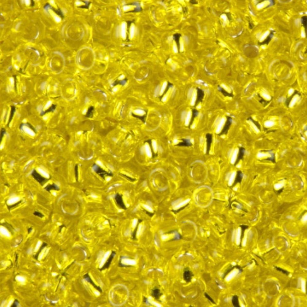 #8 Toho Seed Beads, Silver Lined Lemon Yellow, 3x3mm, 10 Grams/0.38oz