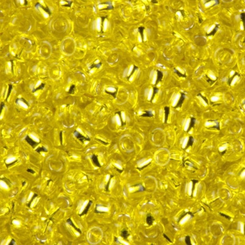 #8 Toho Seed Beads, Silver Lined Lemon Yellow, 3x3mm, 10 Grams/0.38oz