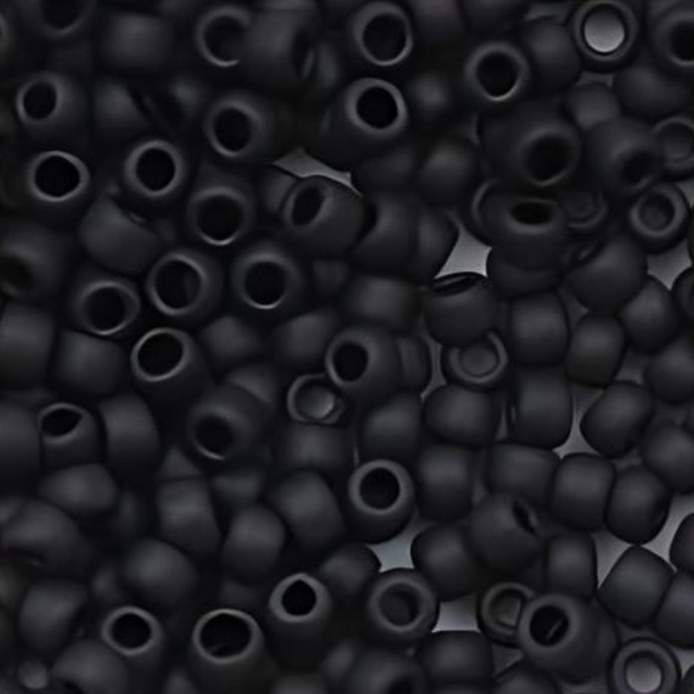#8 Toho Seed Beads, Frosted Opaque Jet Black, 3x3mm, 10 Grams/0.38oz