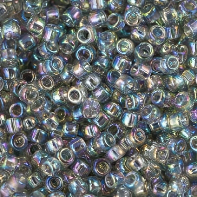 #8 Toho Seed Beads, Transparent Rainbow Black Diamond, 3x3mm, 10 Grams/0.38oz