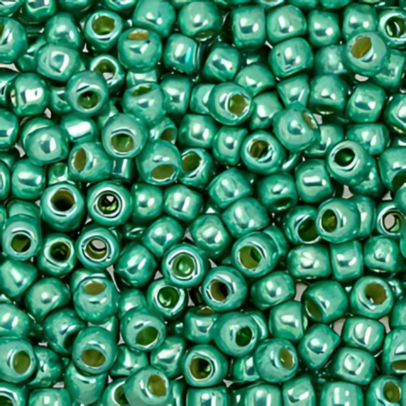 #8 Toho Seed Beads, Galvanized Green Teal, Permanent Finish, 3x3mm, 10 Grams/0.38oz
