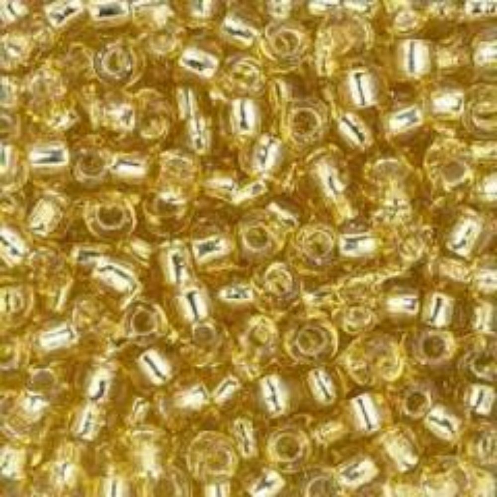 #8 Toho Seed Beads, Silver Lined Light Gold Topaz, 3x3mm, 10 Grams/0.38oz