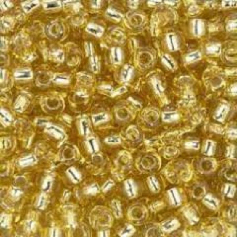 #8 Toho Seed Beads, Silver Lined Light Gold Topaz, 3x3mm, 10 Grams/0.38oz