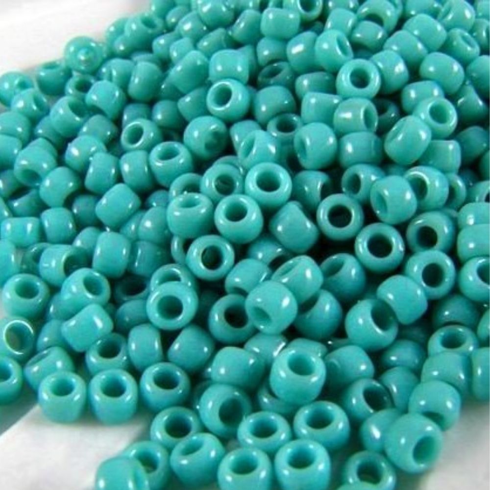 #8 Toho Seed Beads, Opaque Turquoise, 3x3mm, 10 Grams/0.38oz