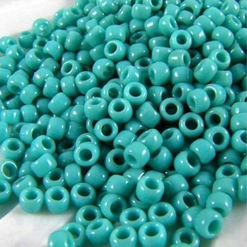 #8 Toho Seed Beads, Opaque Turquoise, 3x3mm, 10 Grams/0.38oz