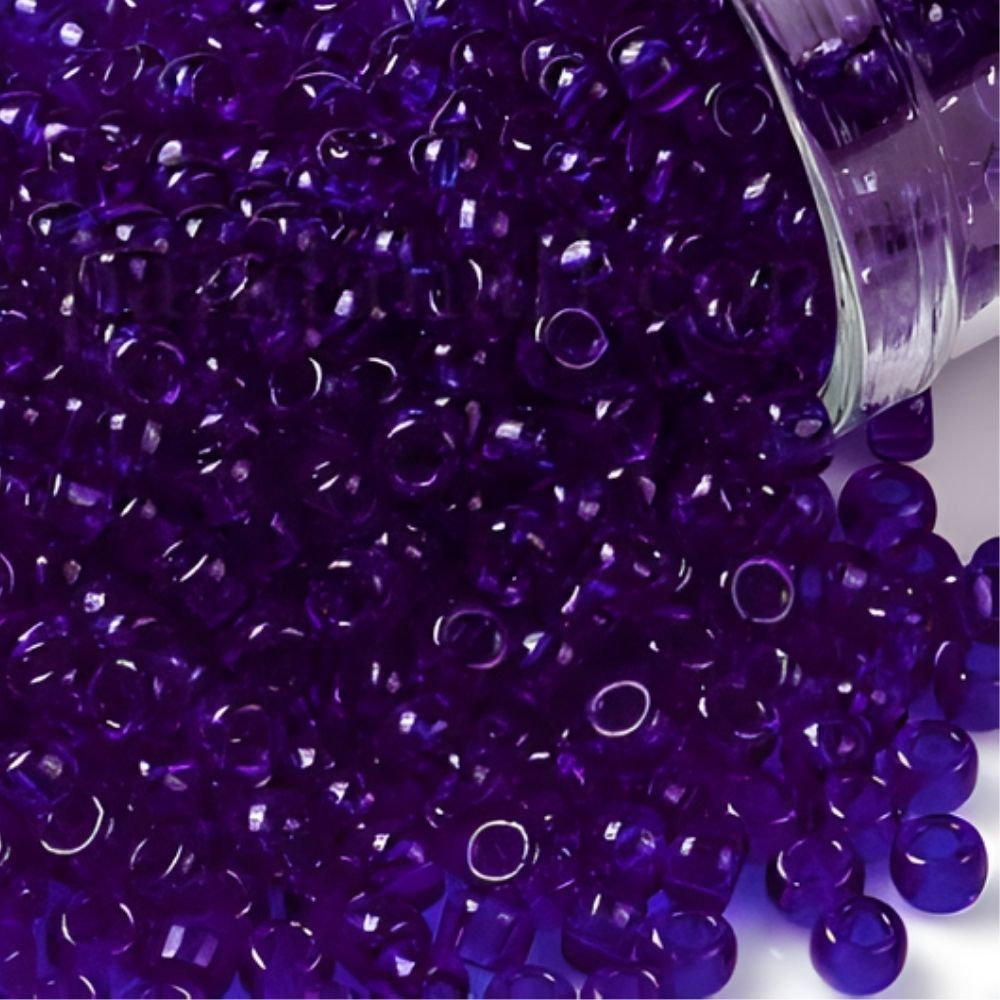 #8 Toho Seed Beads, Transparent Cobalt, 3x3mm, 10 Grams/0.38oz