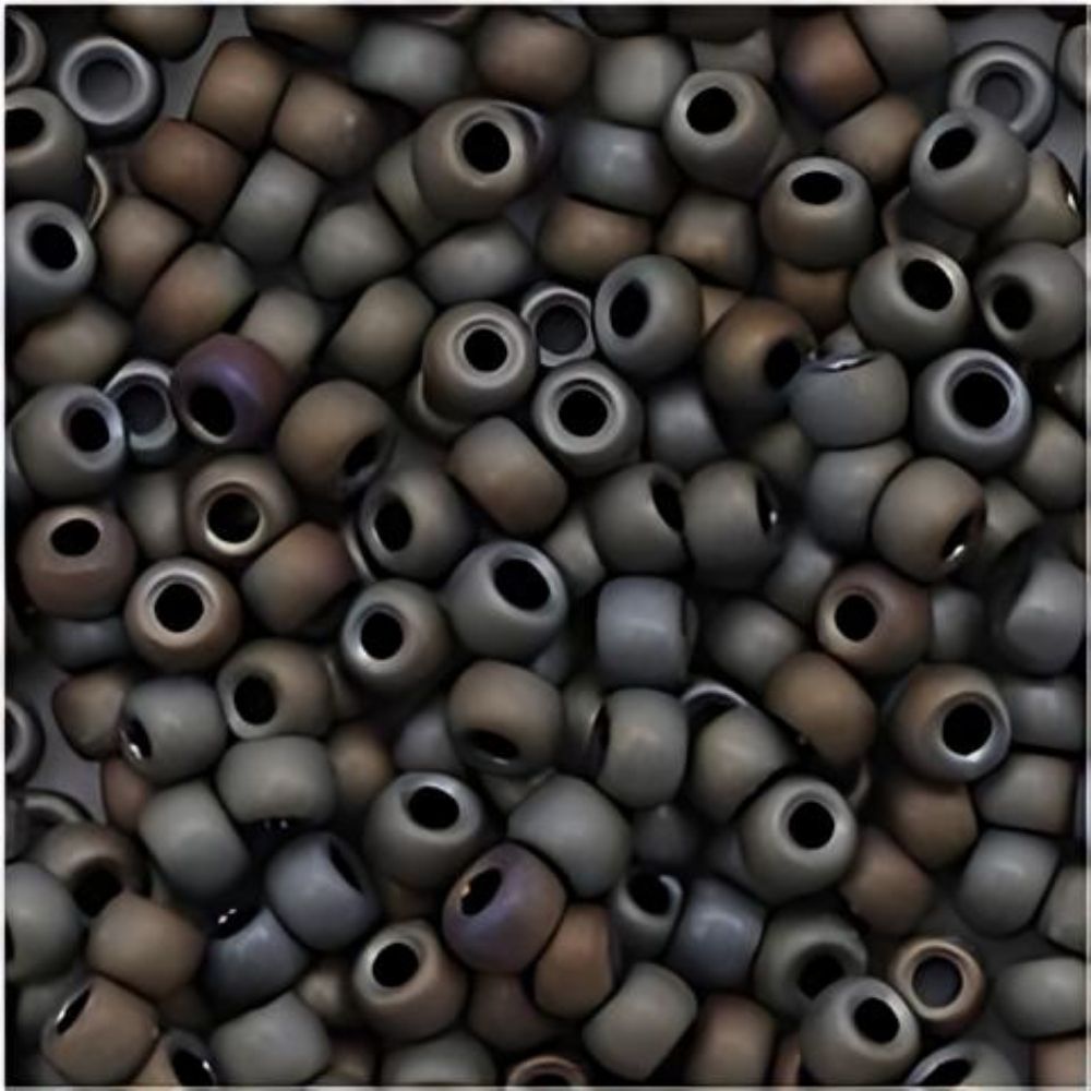 #8 Toho Seed Beads, Matte Iris Grey, 3x3mm, 10 Grams/0.38oz