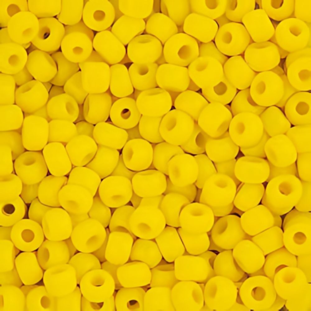 #8 Toho Seed Beads, Opaque Frosted Sunshine Yellow, 3x3mm, 10 Grams/0.38oz