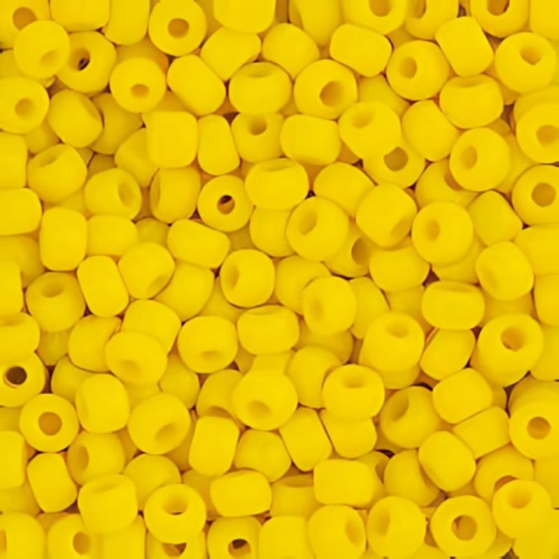 #8 Toho Seed Beads, Opaque Frosted Sunshine Yellow, 3x3mm, 10 Grams/0.38oz