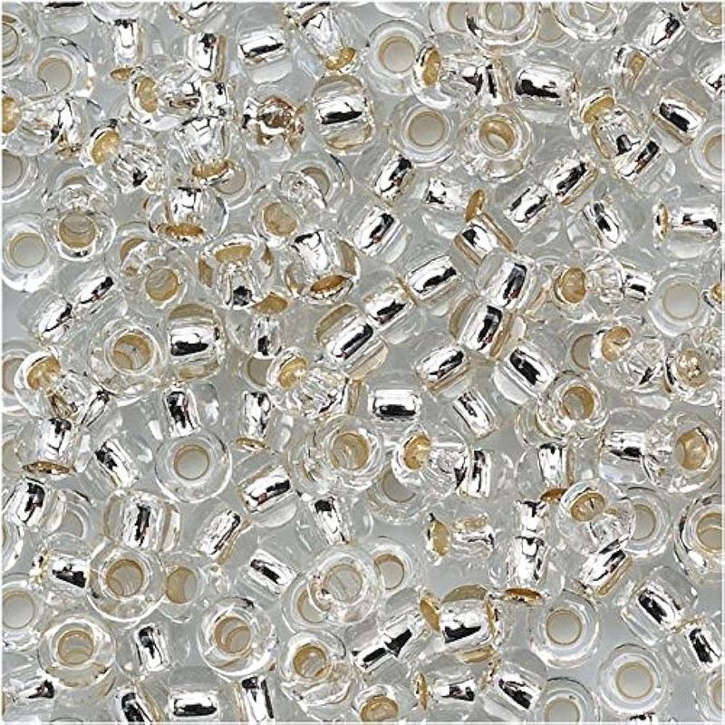 #8 Toho Seed Beads, Silver Lined Crystal , 3x3mm, 10 Grams/0.38oz