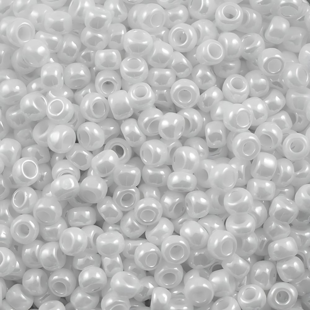 #8 Toho Seed Beads, Opaque Luster White, 3x3mm, 10 Grams/0.38oz