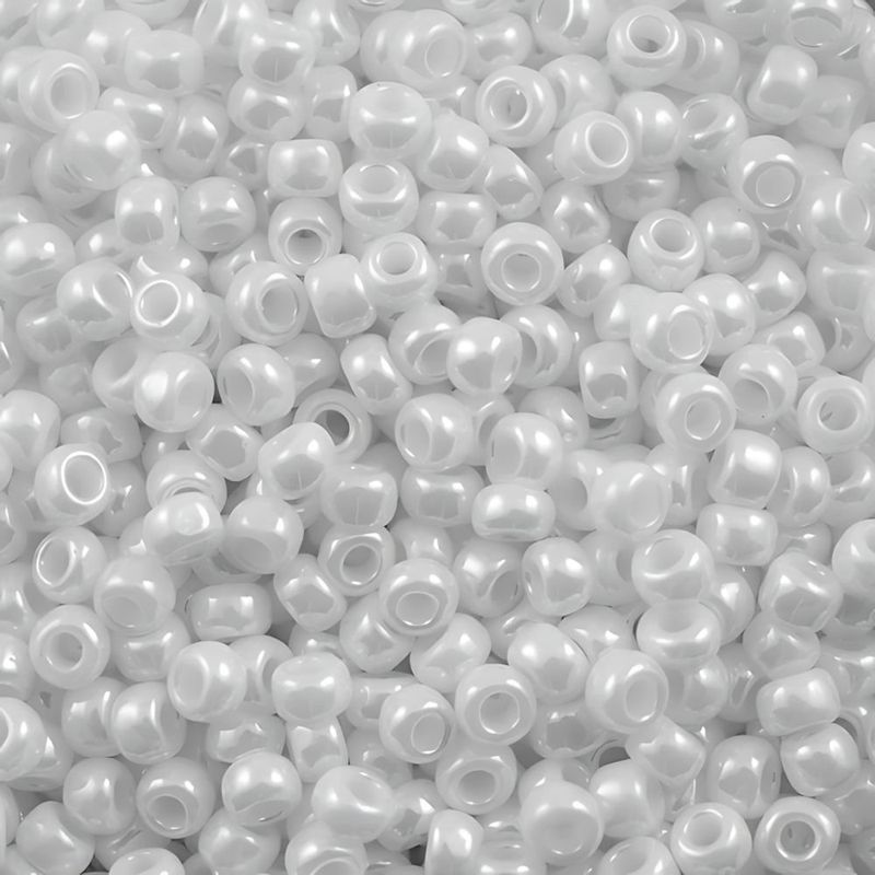 #8 Toho Seed Beads, Opaque Luster White, 3x3mm, 10 Grams/0.38oz