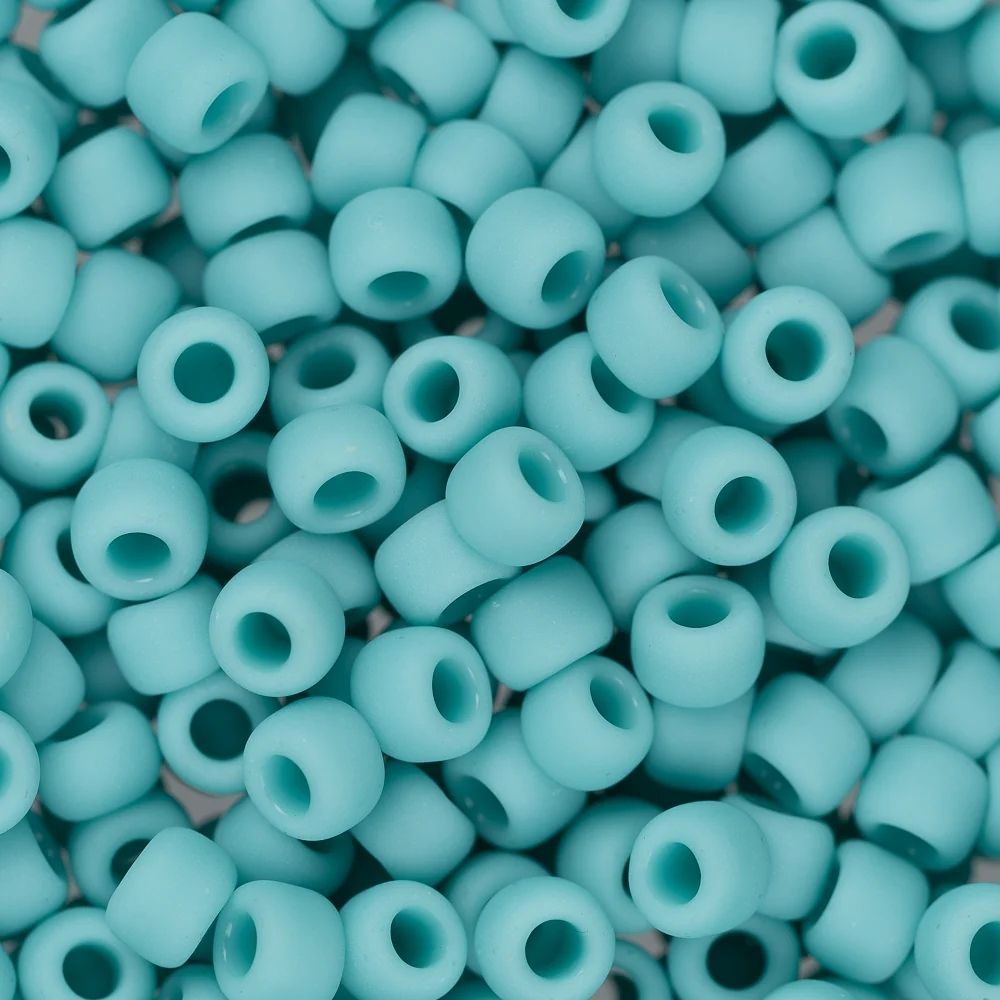 #8 Toho Seed Beads, Opaque Frosted Turquoise, 3x3mm, 10 Grams/0.38oz
