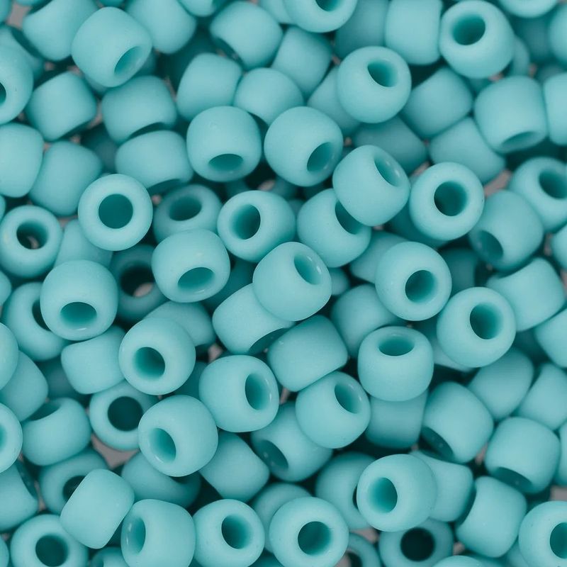 #8 Toho Seed Beads, Opaque Frosted Turquoise, 3x3mm, 10 Grams/0.38oz