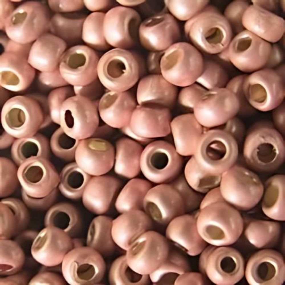 #8 Toho Seed Beads, Matte Galvanized Peach Coral, Permanent Finish, 3x3mm, 10 Grams/0.38oz