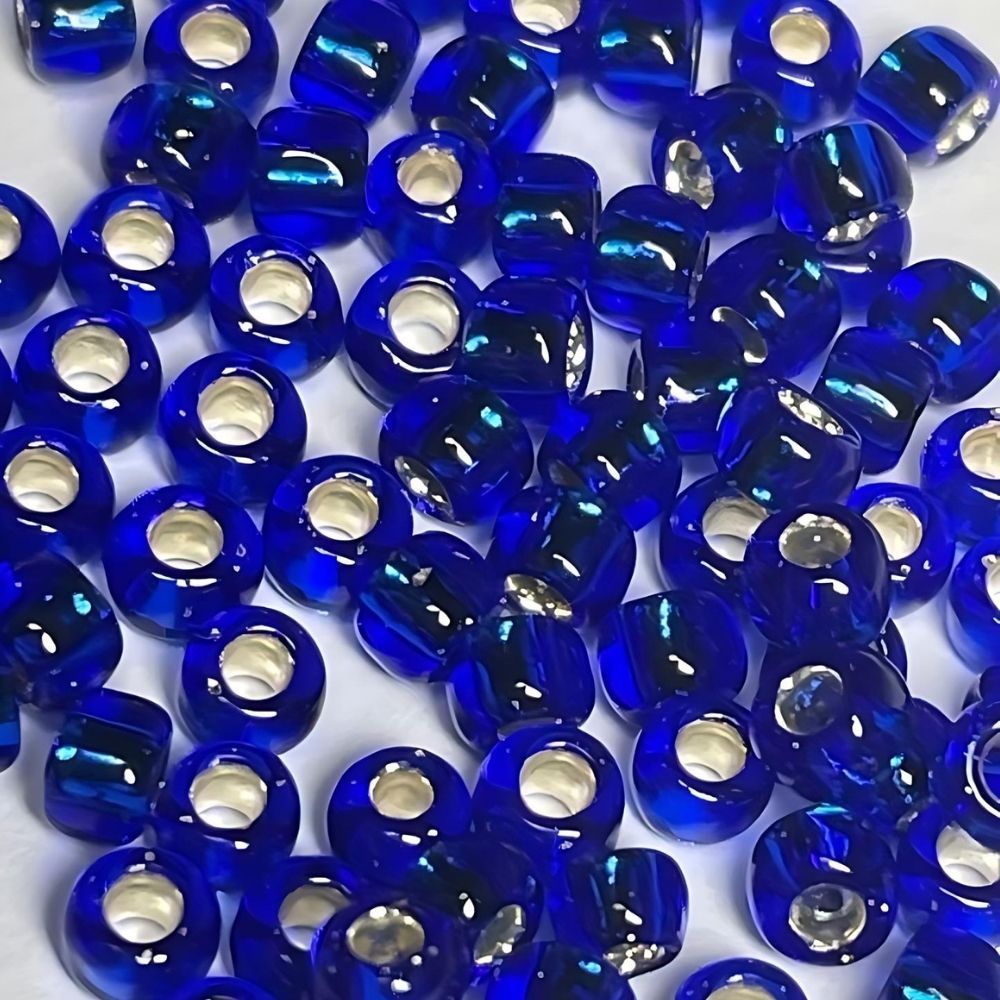 #8 Toho Seed Beads, Silver Lined Cobalt, 3x3mm, 10 Grams/0.38oz