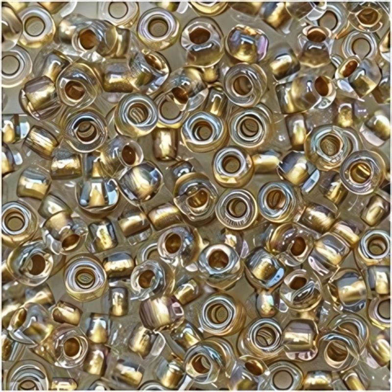 #8 Toho Seed Beads, Gold Lined Crystal, 3x3mm, 10 Grams/0.38oz