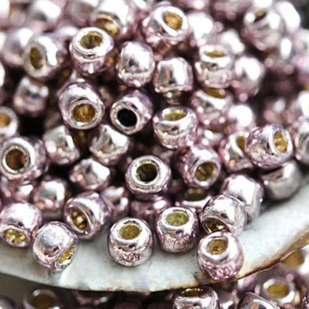 #8 Toho Seed Beads, Galvanized Lilac, Permanent Finish, 3x3mm, 10 Grams/0.38oz