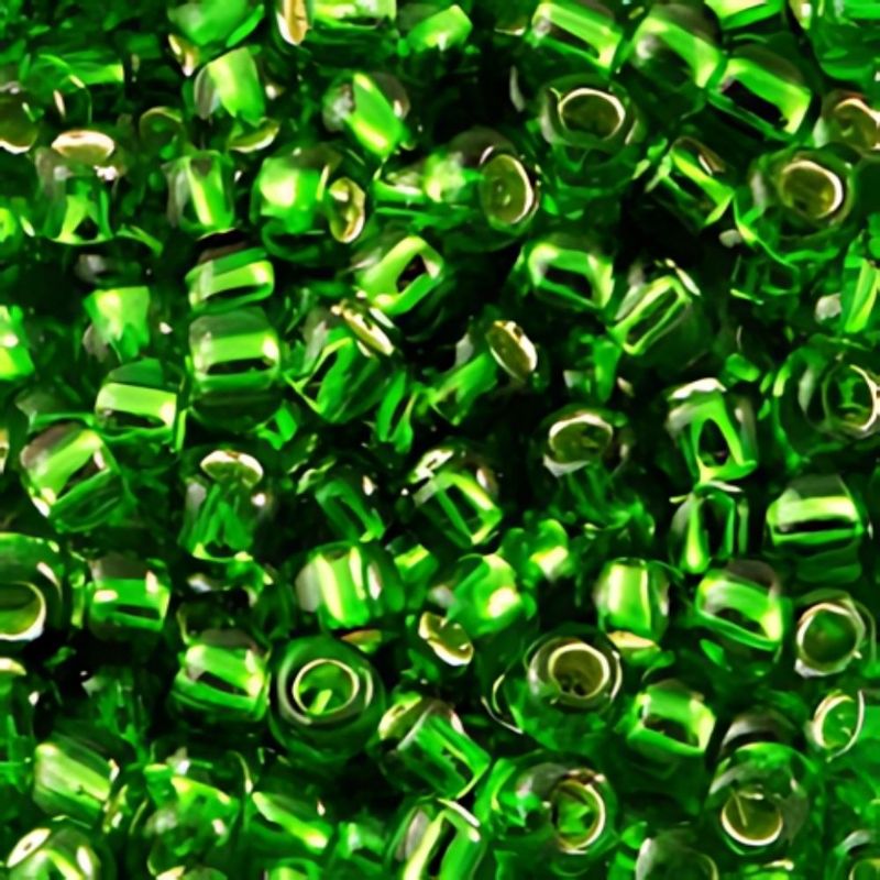 #8 Toho Seed Beads, Silver Lined Peridot, 3x3mm, 10 Grams/0.38oz