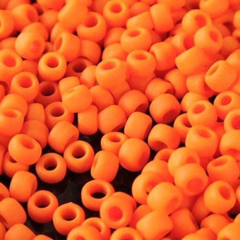 #8 Toho Seed Beads, Opaque Frosted Orange Cantelope, 3x3mm, 10 Grams/0.38oz