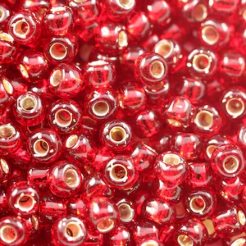 #8 Toho Seed Beads, Silver Lined Ruby, 3x3mm, 10 Grams/0.38oz