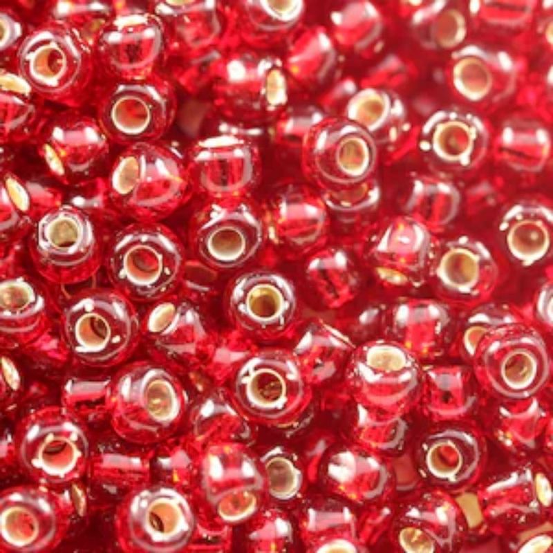 #8 Toho Seed Beads, Silver Lined Ruby, 3x3mm, 10 Grams/0.38oz