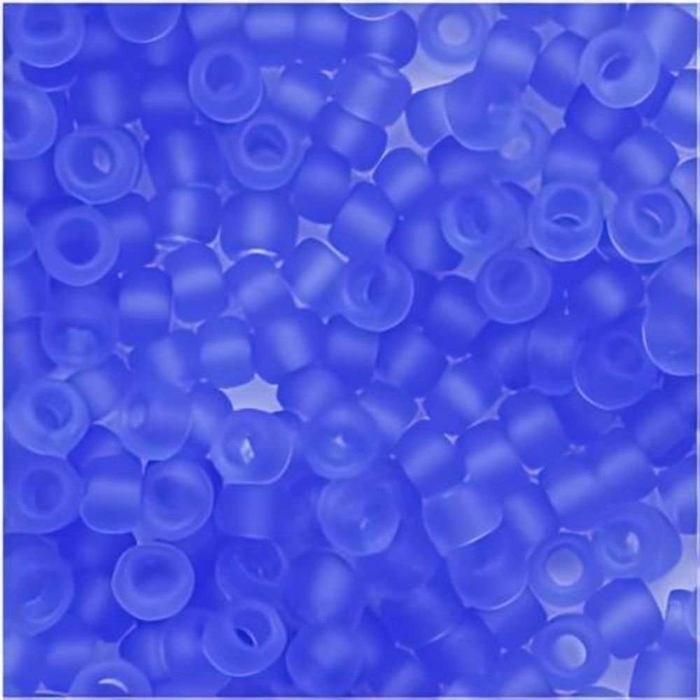 #8 Toho Seed Beads, Transparent Frosted Light Sapphire, 3x3mm, 10 Grams/0.38oz