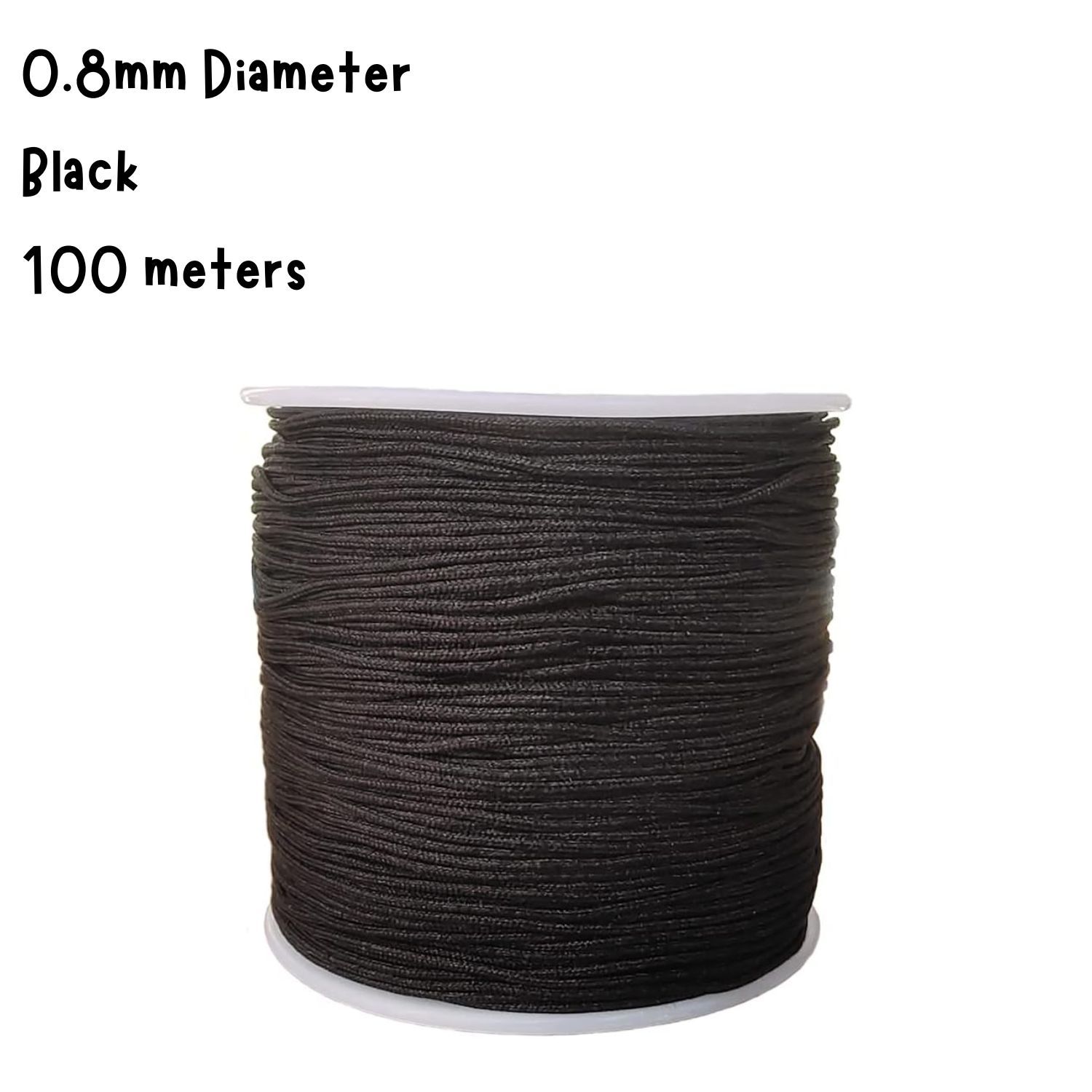 0.8mm Black, Chinese Knotting Cord, 100 Meters, 52gms/1.84oz