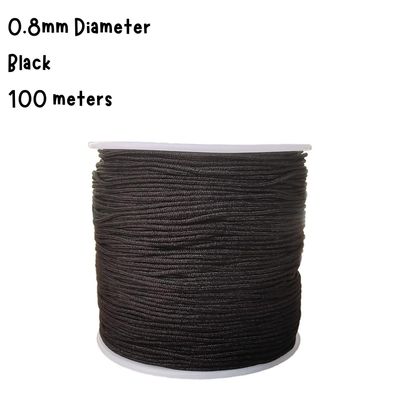 0.8mm Black, Chinese Knotting Cord, 100 Meters, 52gms/1.84oz