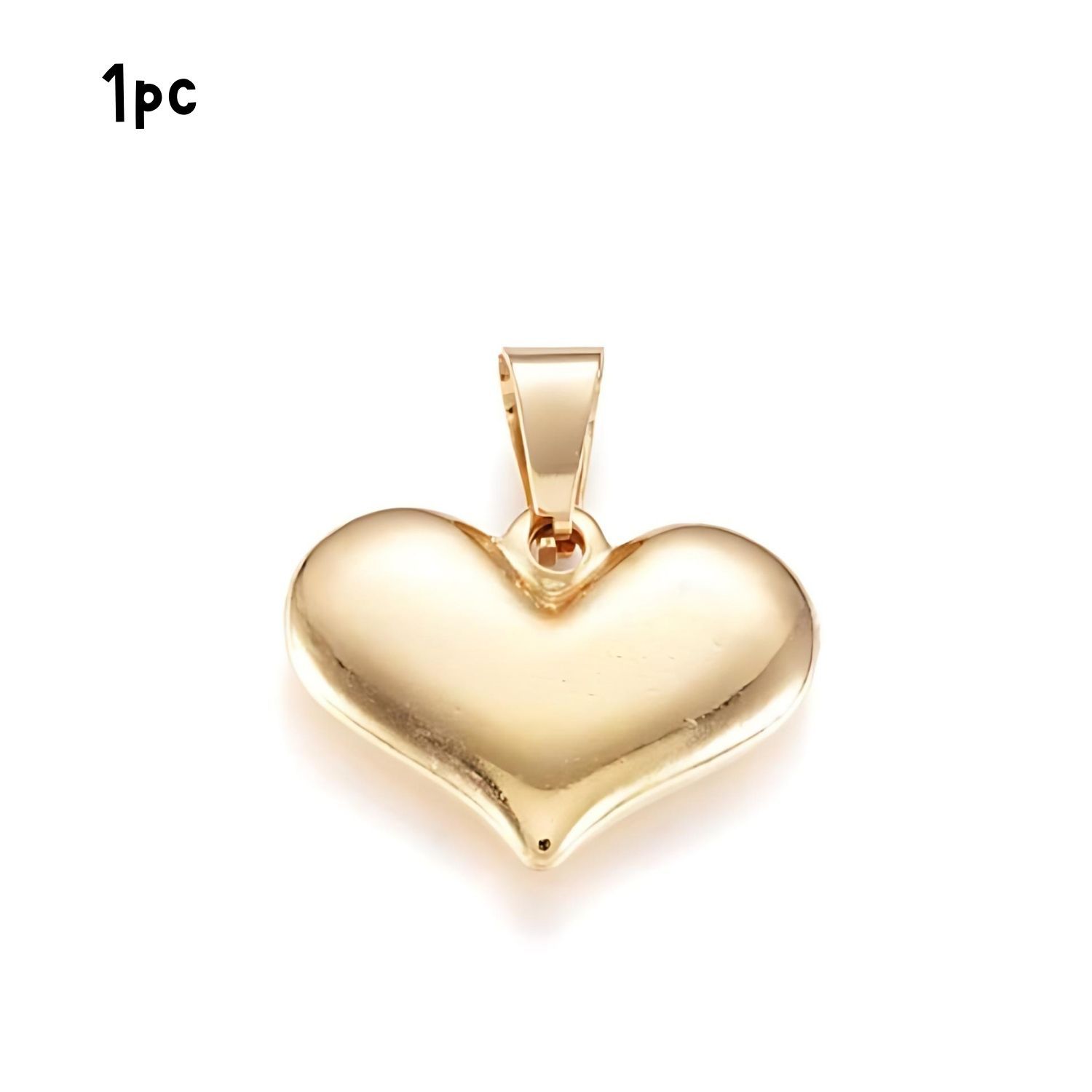 GP Stainless Steel Heart Pendant, 1pc, 15x20x4mm, Bail 8x7mm w/7mm Hole, Charms/Pendants, 11gms/0.39oz