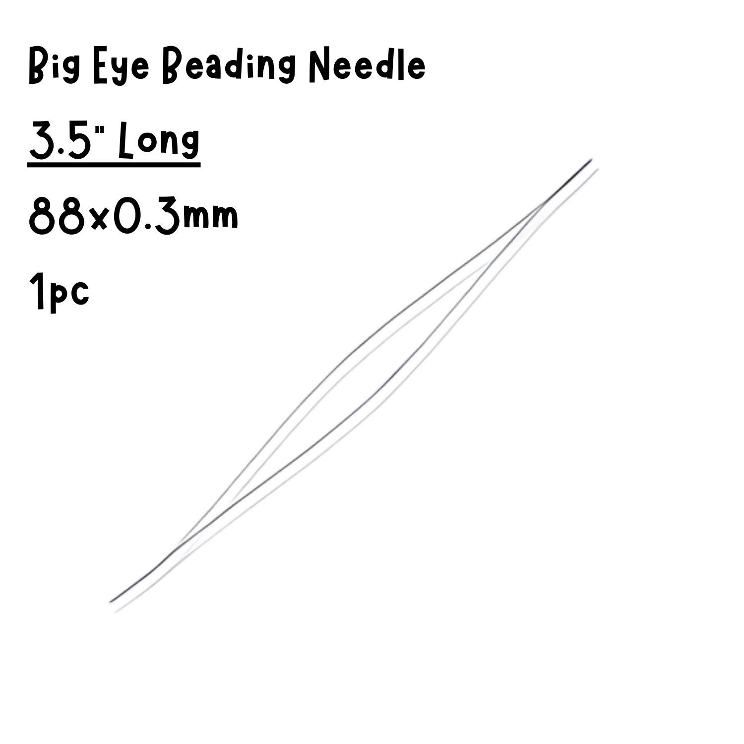 3.5&quot; Long Big Eye Beading Needles, 1pc, 88x0.3mm, 15gms/0.53oz