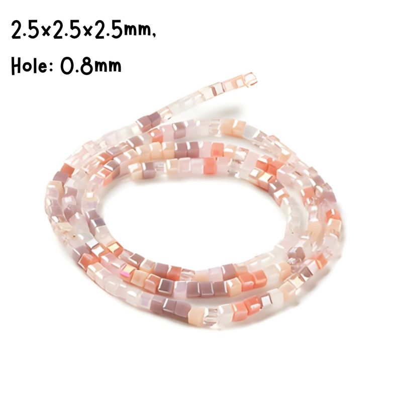 2.5x2.5x2.5mm Faceted Cubes, 19&quot; Strand, Approx 180pcs Per Strand, Mixed Colors, Rosy Brown, Hole 0.8mm, Glass Beads, 7gms/0.25oz