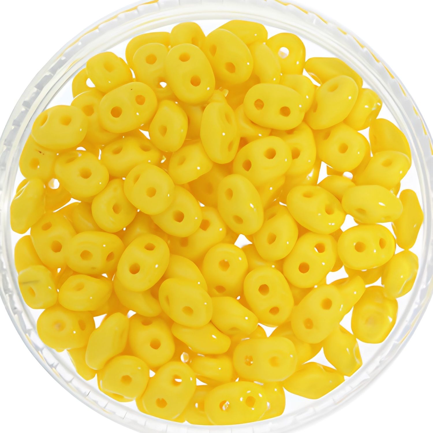 Superduos, 2 Hole Duo Beads, Opaque Yellow, Approx 650pcs, 5x3.5x2.5mm, Holes 0.9mm, 1.80oz