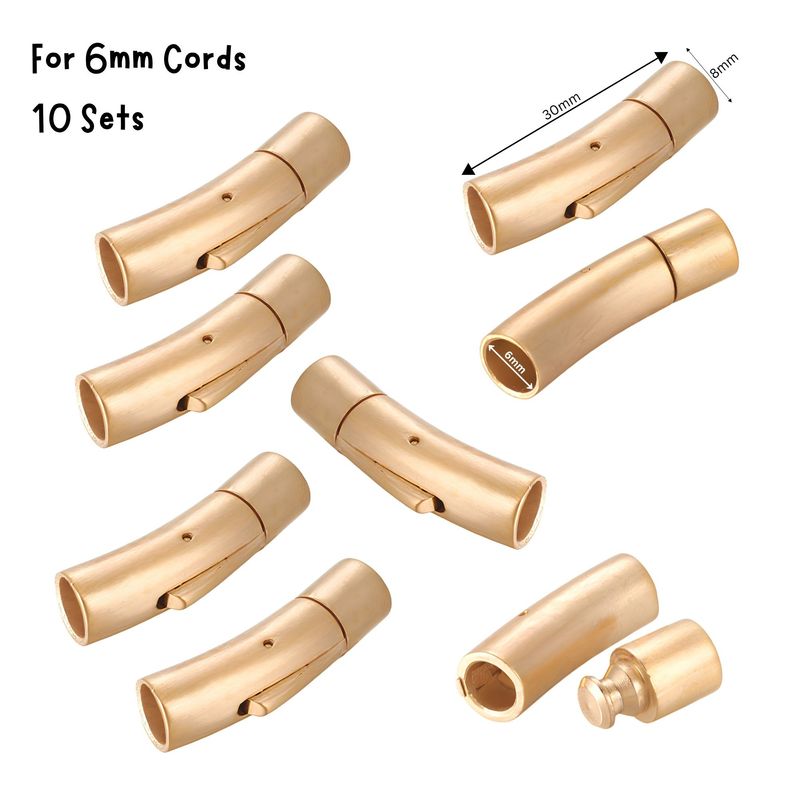 GP Matte Stainless Steel Bayonet Clasp, 10 Sets, 6mm Hole, 30x9x8mm, For 6mm Cords, 2.50oz