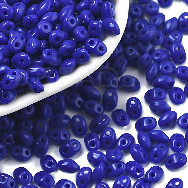 Superduos, 2 Hole Duo Beads, Opaque Blue, Approx 650pcs, 5x3.5x2.5mm, Holes 0.9mm, 1.80oz