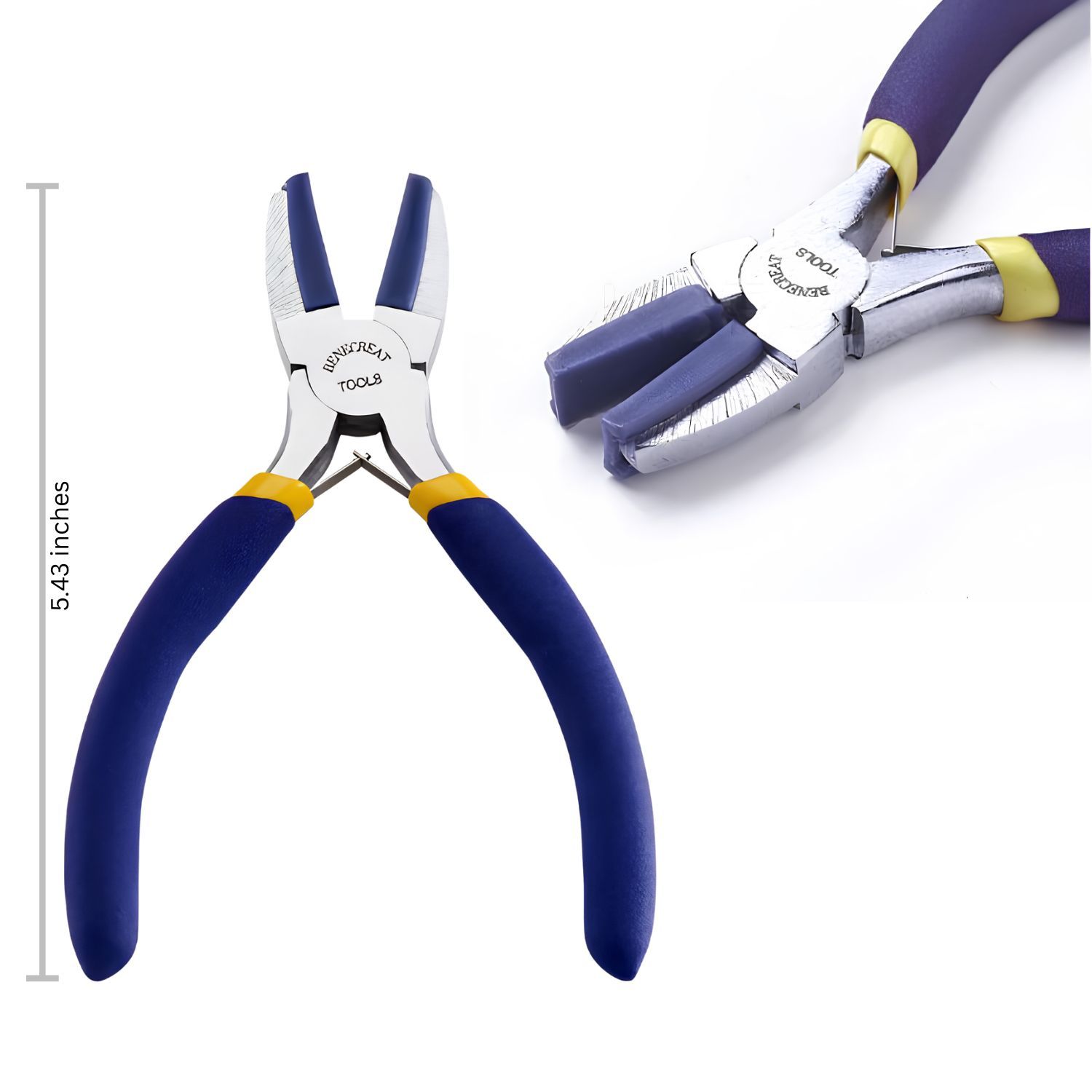 Flat Nose Nylon Jaw Pliers, High Carbon Steel, 5.43" Long, Blue Purple w/Yellow Highlights, 132gms/4.63oz