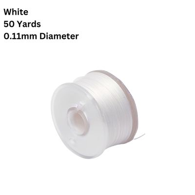 Nylon Beading Thread, Special Coated, White, 50 Yards Roll, 0.11mm Diameter, 17gms/0.9oz