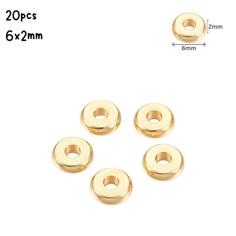 GP Stainless Steel Spacer Beads, 20pcs, 6x2mm Hole 1.8mm, Metal Beads, 0.85ozs