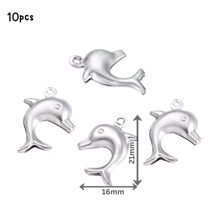 Stainless Steel Dolphins, 10pcs, 21x16x4mm, Ocean Sea Charms/Pendants, 0.21oz