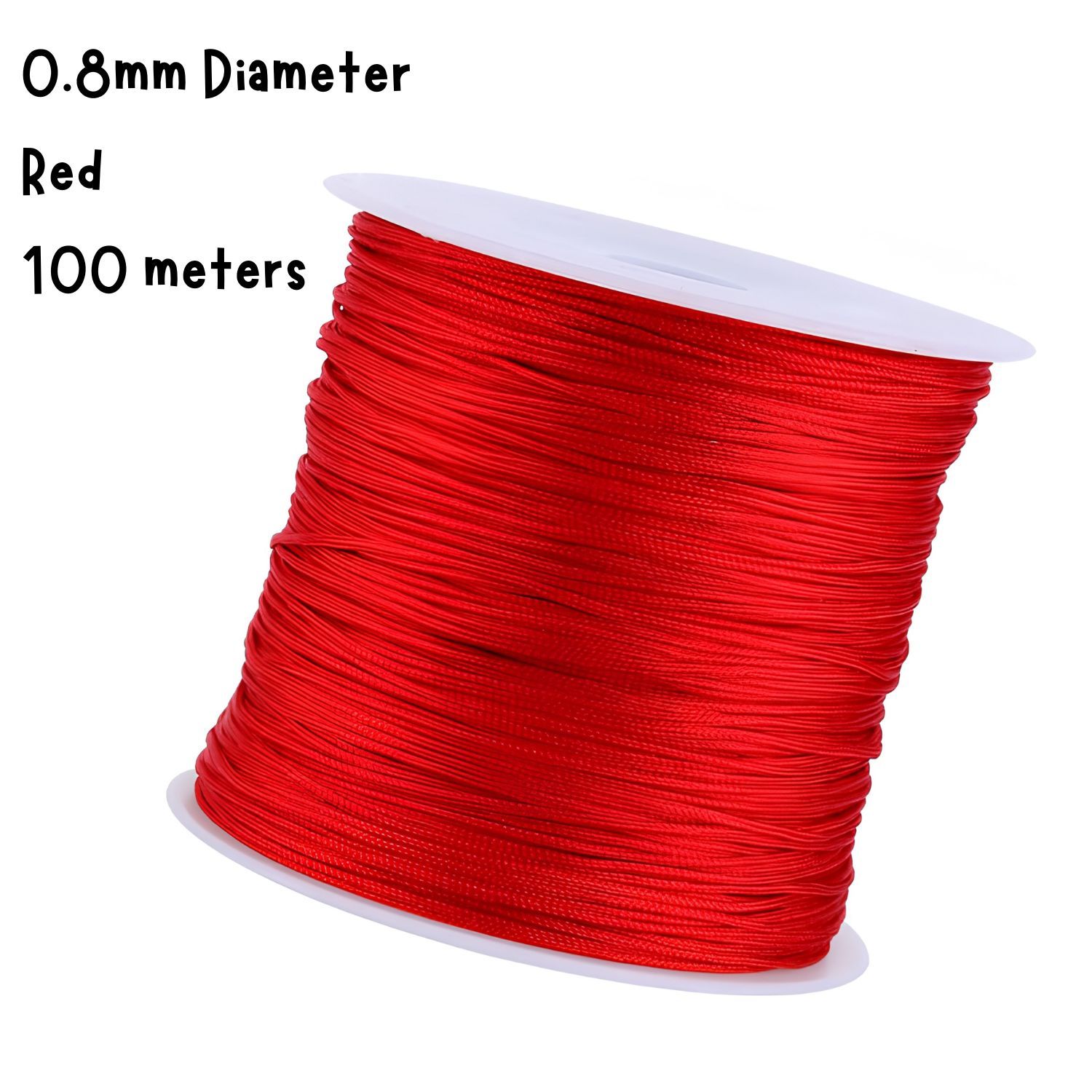0.8mm Red, Chinese Knotting Cord, 100 Meters, 52gms/1.84oz