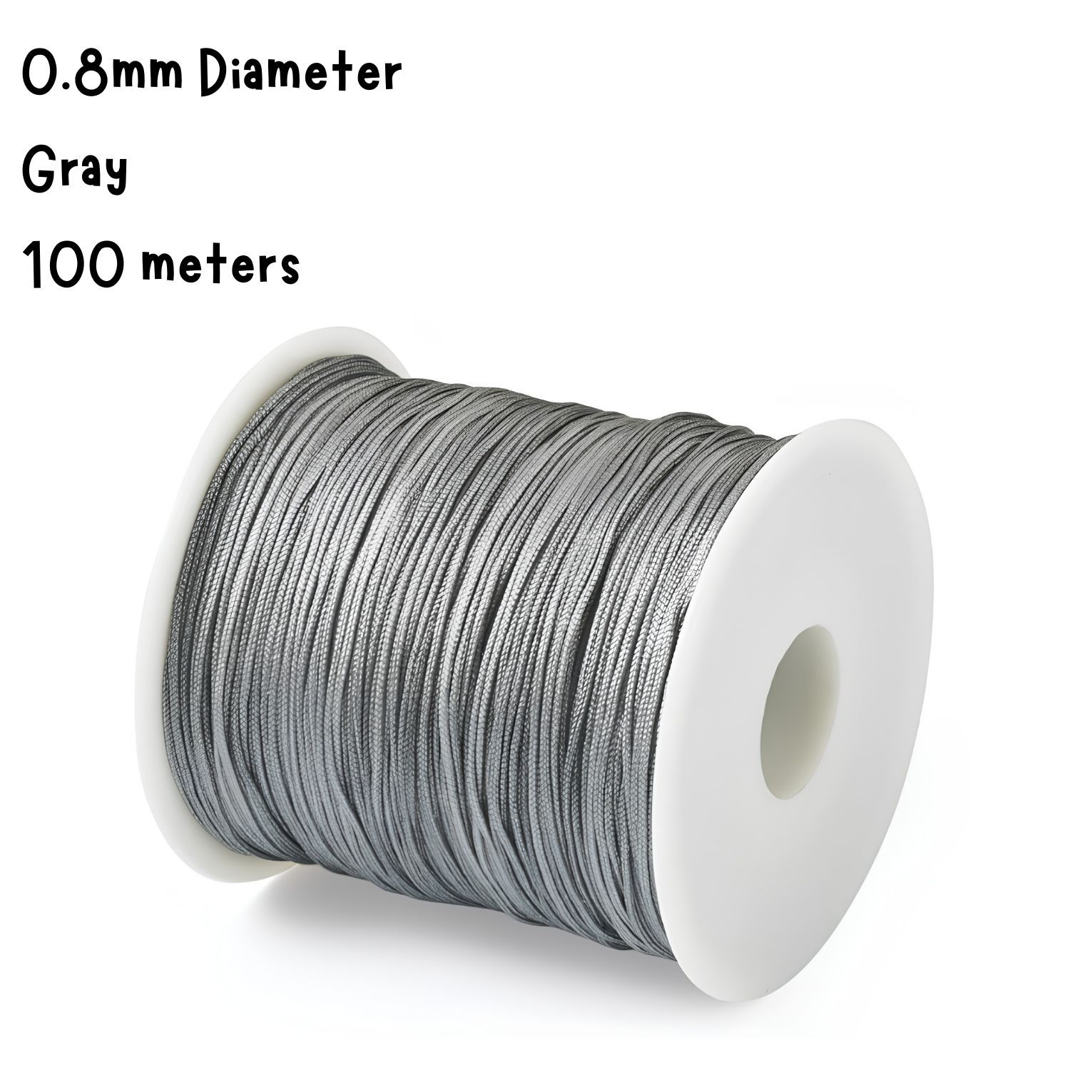 0.8mm Gray, Chinese Knotting Cord, 100 Meters, 52gms/1.84oz