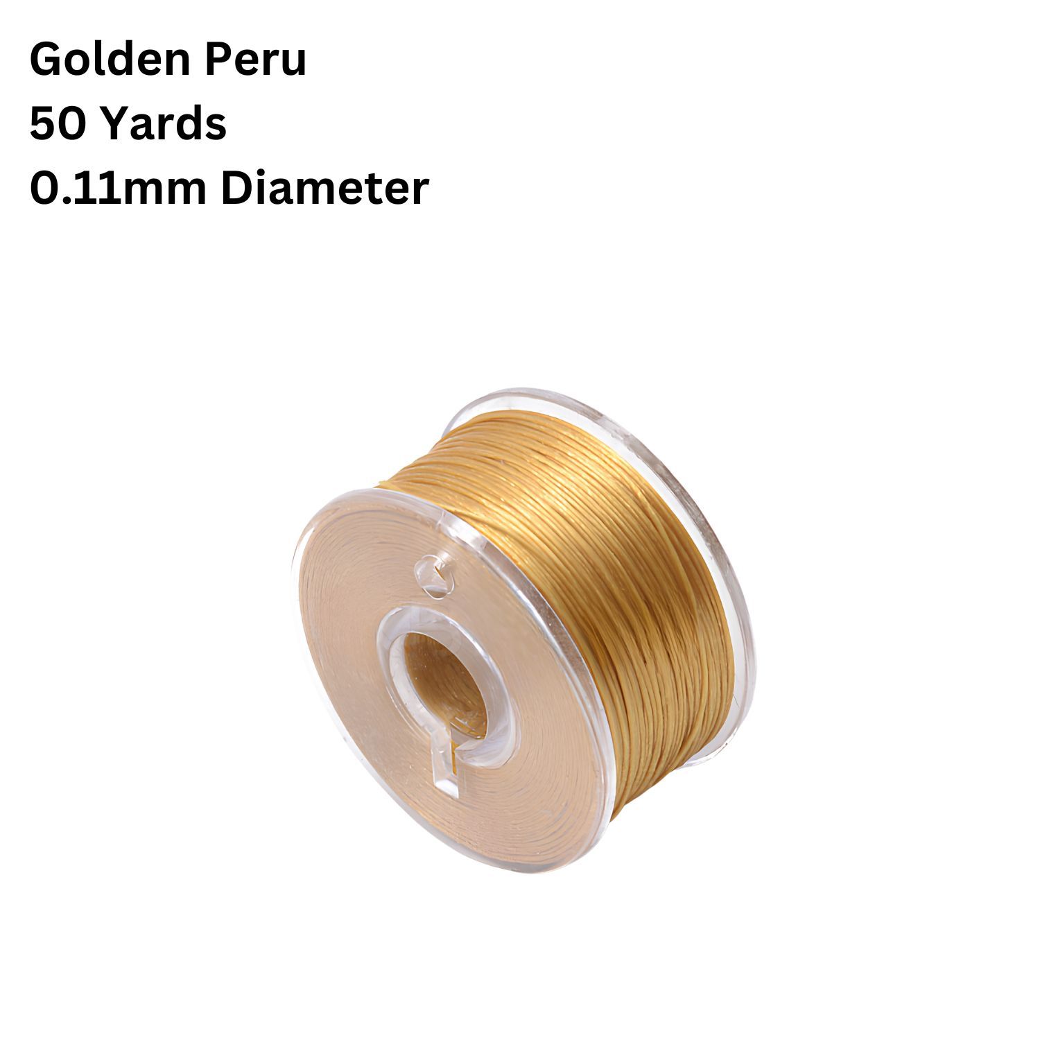 Nylon Beading Thread, Special Coated, Gold Peru, 50 Yards Roll, 0.11mm Diameter, 17gms/0.6oz