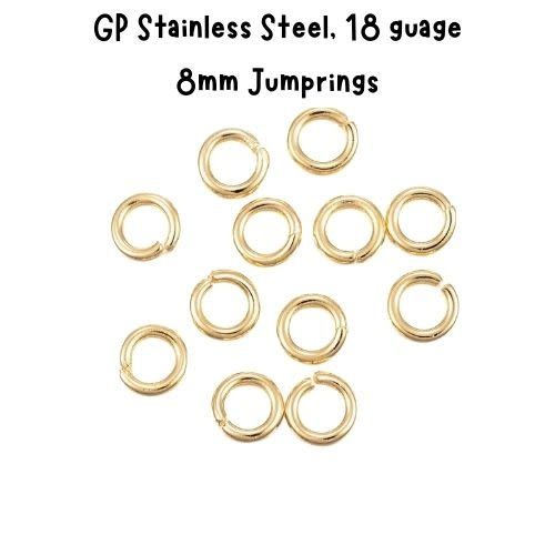 8mm GP Stainless Steel Jumprings/Jump Rings, Approx 40pcs, 18 Guage, 8x1.2mm, 0.42oz