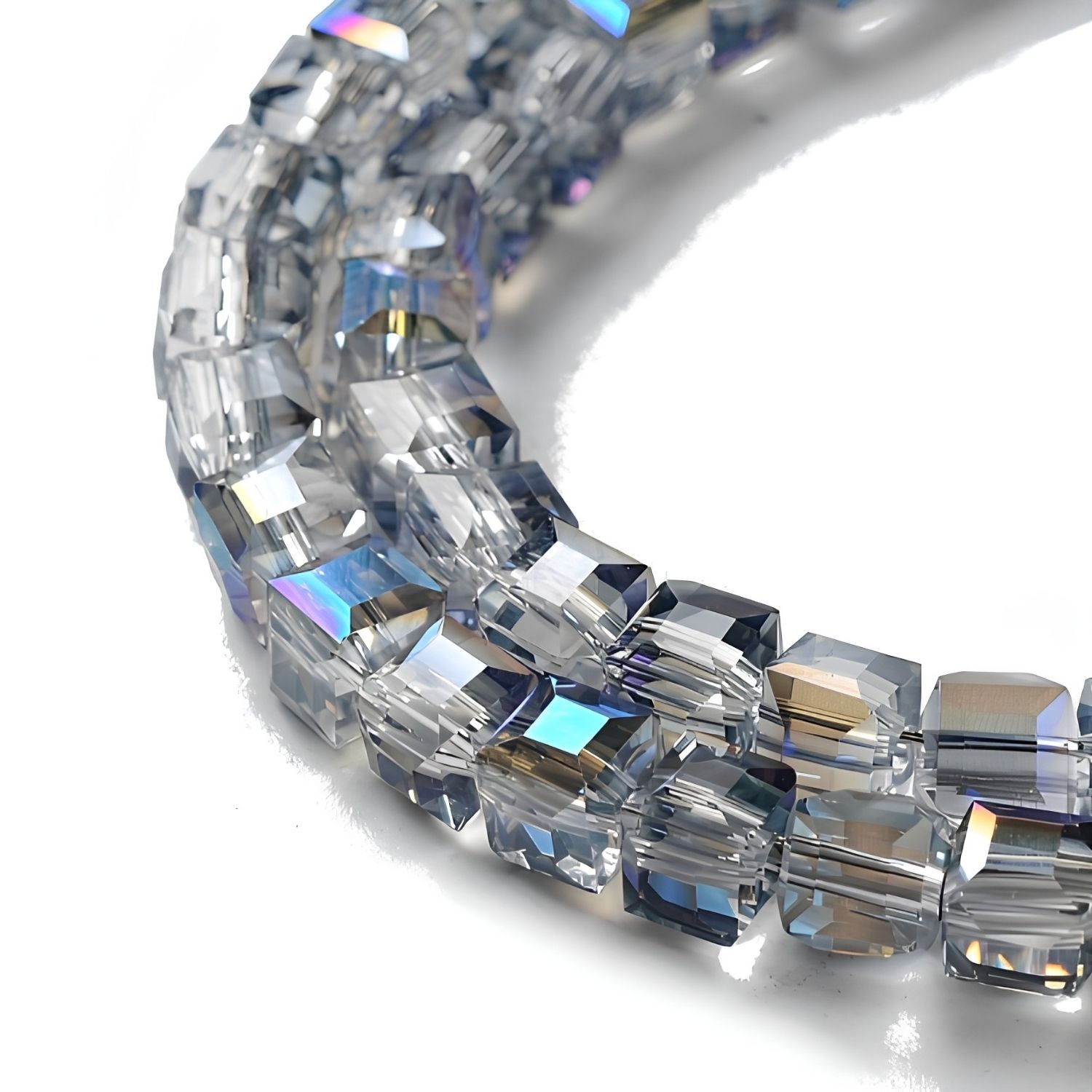 4x4x4mm Faceted Cubes, 15" Strand, Approx 100pcs Per Strand, Transparent Midnight Blue, Hole 1mm, Glass Beads, 14gms/0.49oz